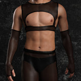 Just Black Mesh Male Split Pants