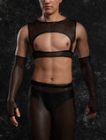 Just Black Mesh Male Harness Top