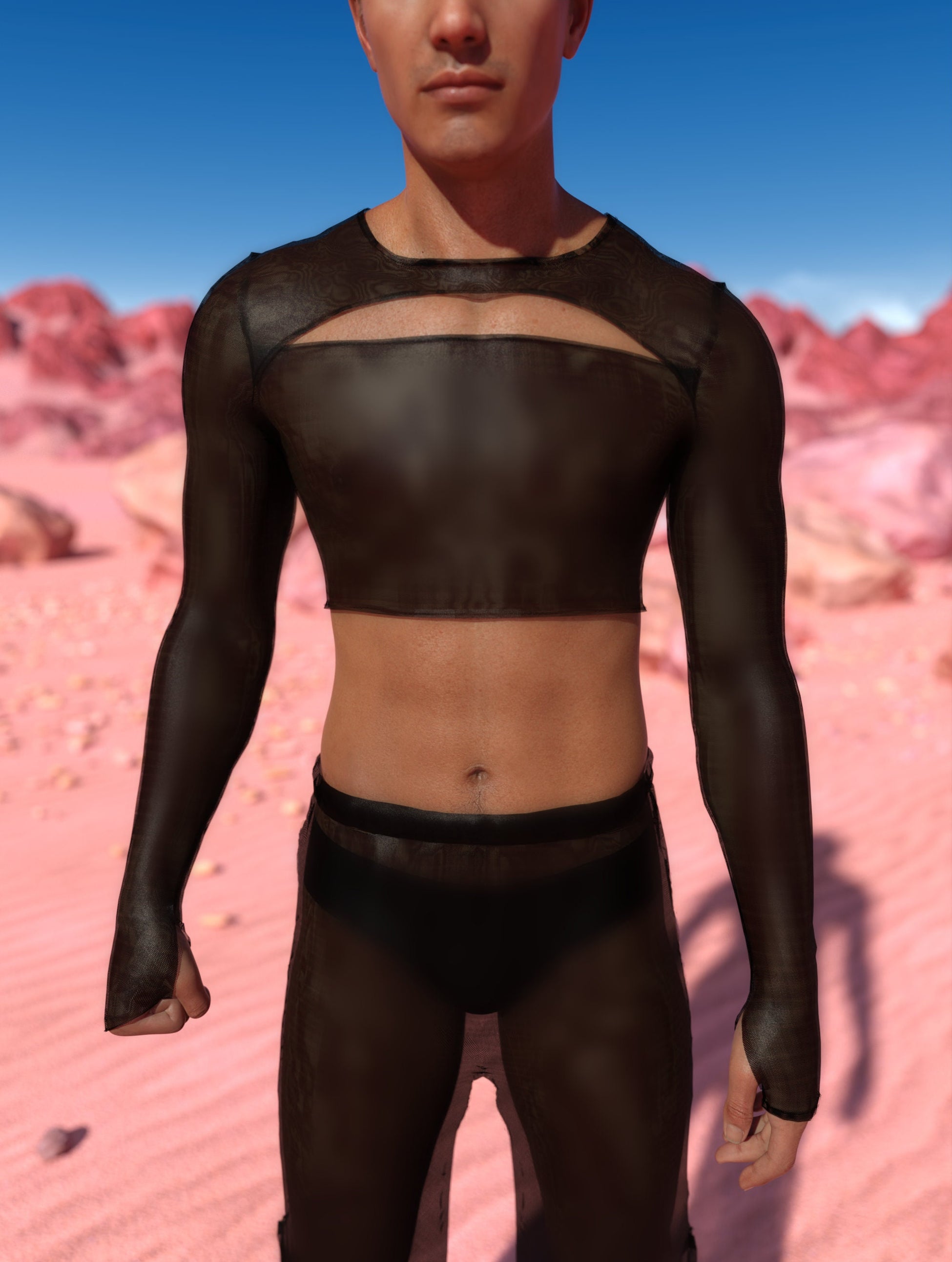Just Black Mesh Male Split Set 1