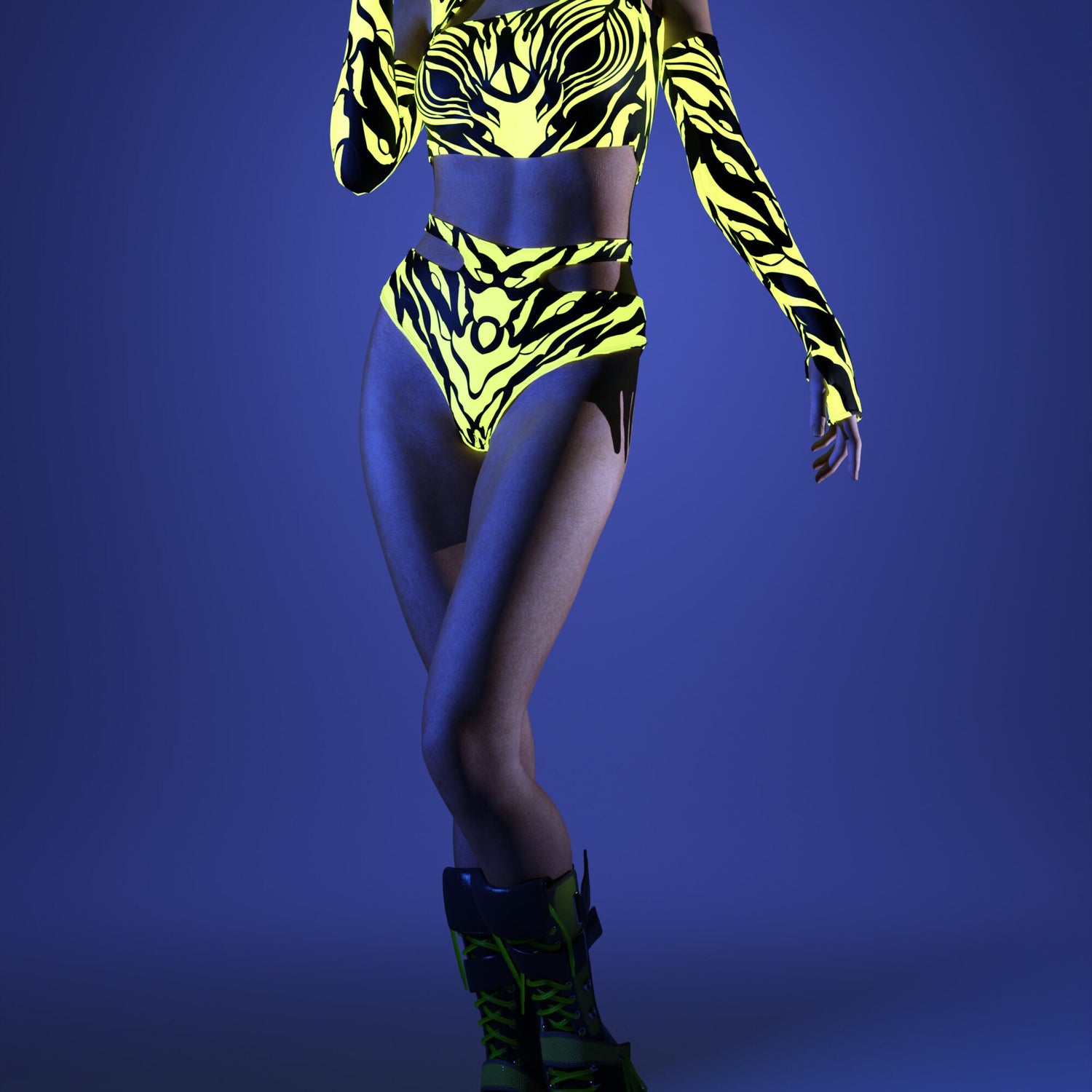 Ysax Cutout Rave Set UV Reactive, Lycra