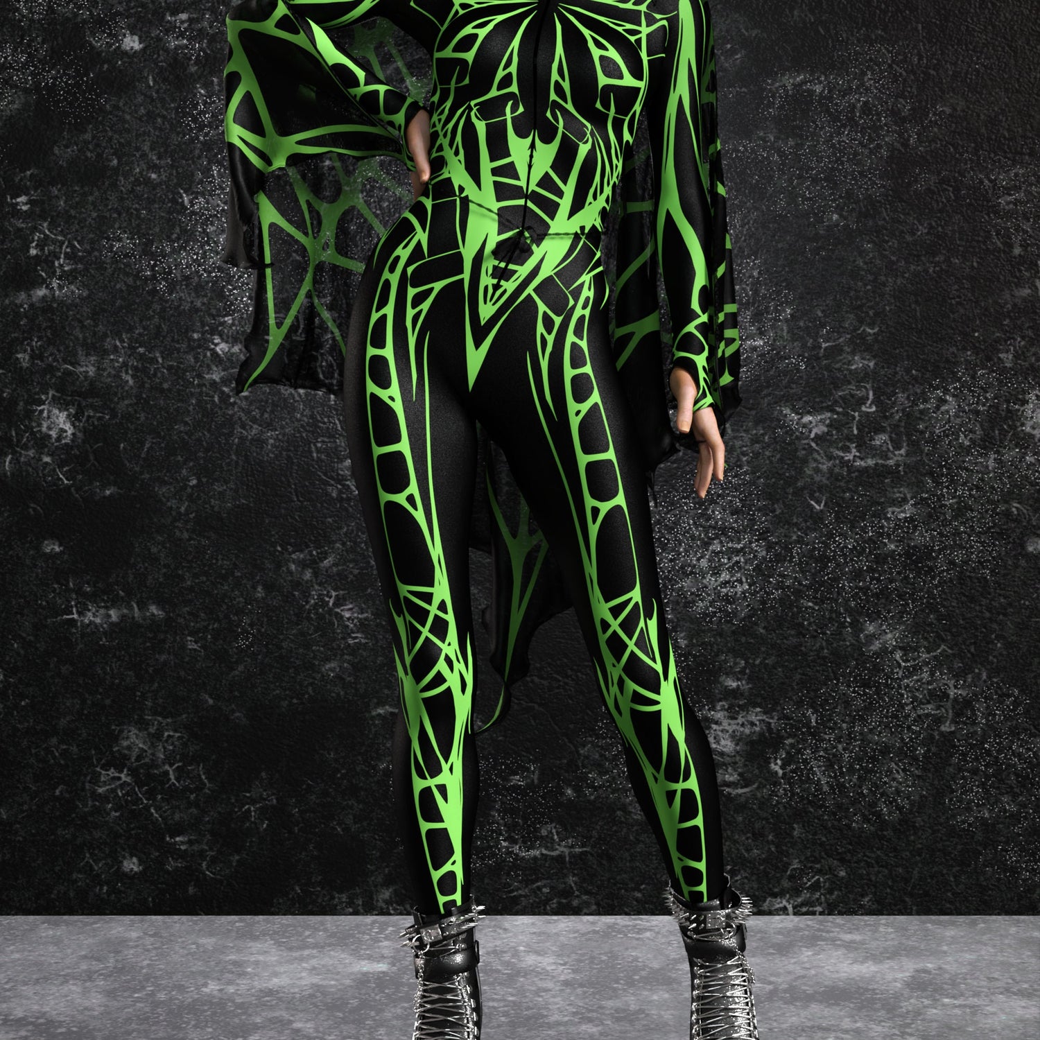 Women Arachna UV Green Costume