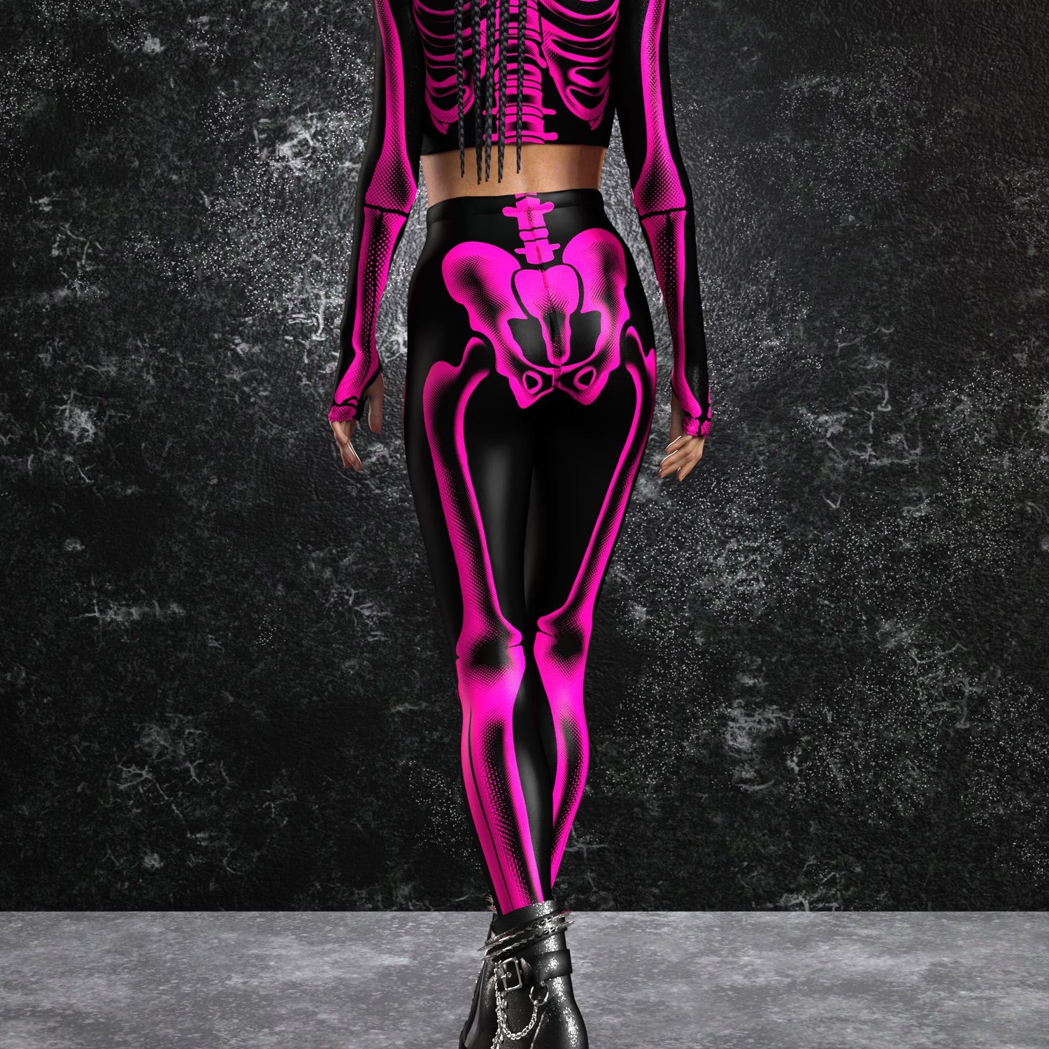 Halftone Skeleton Pink Leggings Set 6