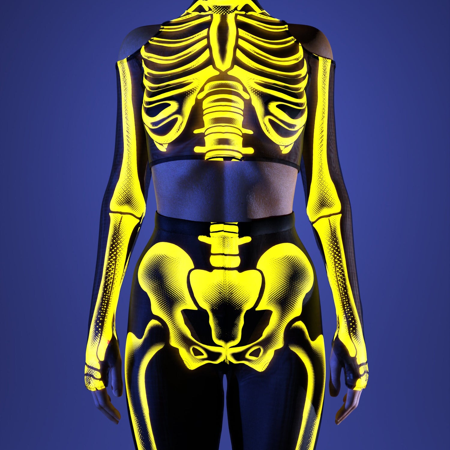 Halftone Skeleton Yellow Mesh Top 7