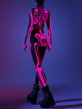 Halftone Skeleton Pink Mesh Leggings Set