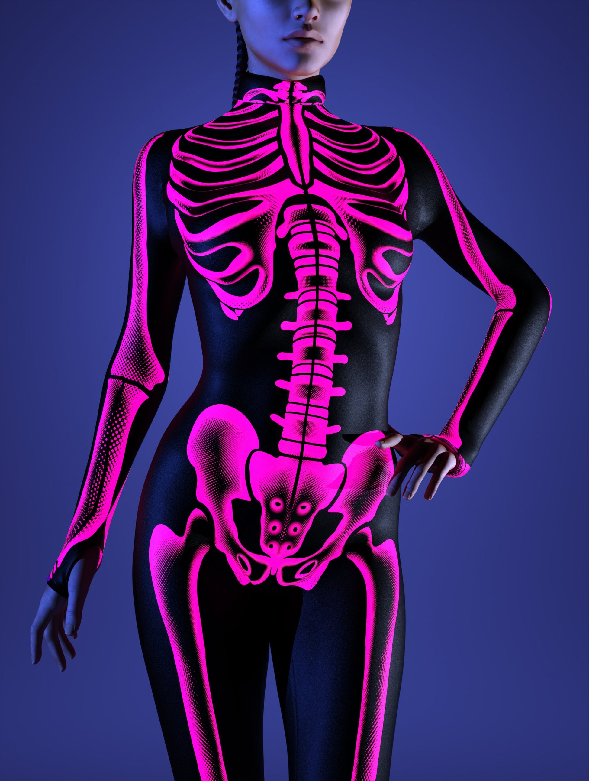 Halftone Skeleton Pink Costume 1