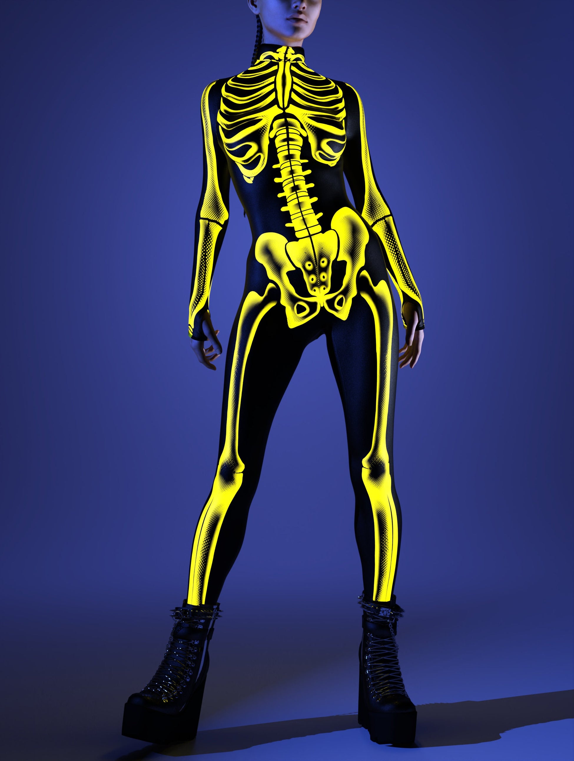 Halftone Skeleton Yellow Costume 2