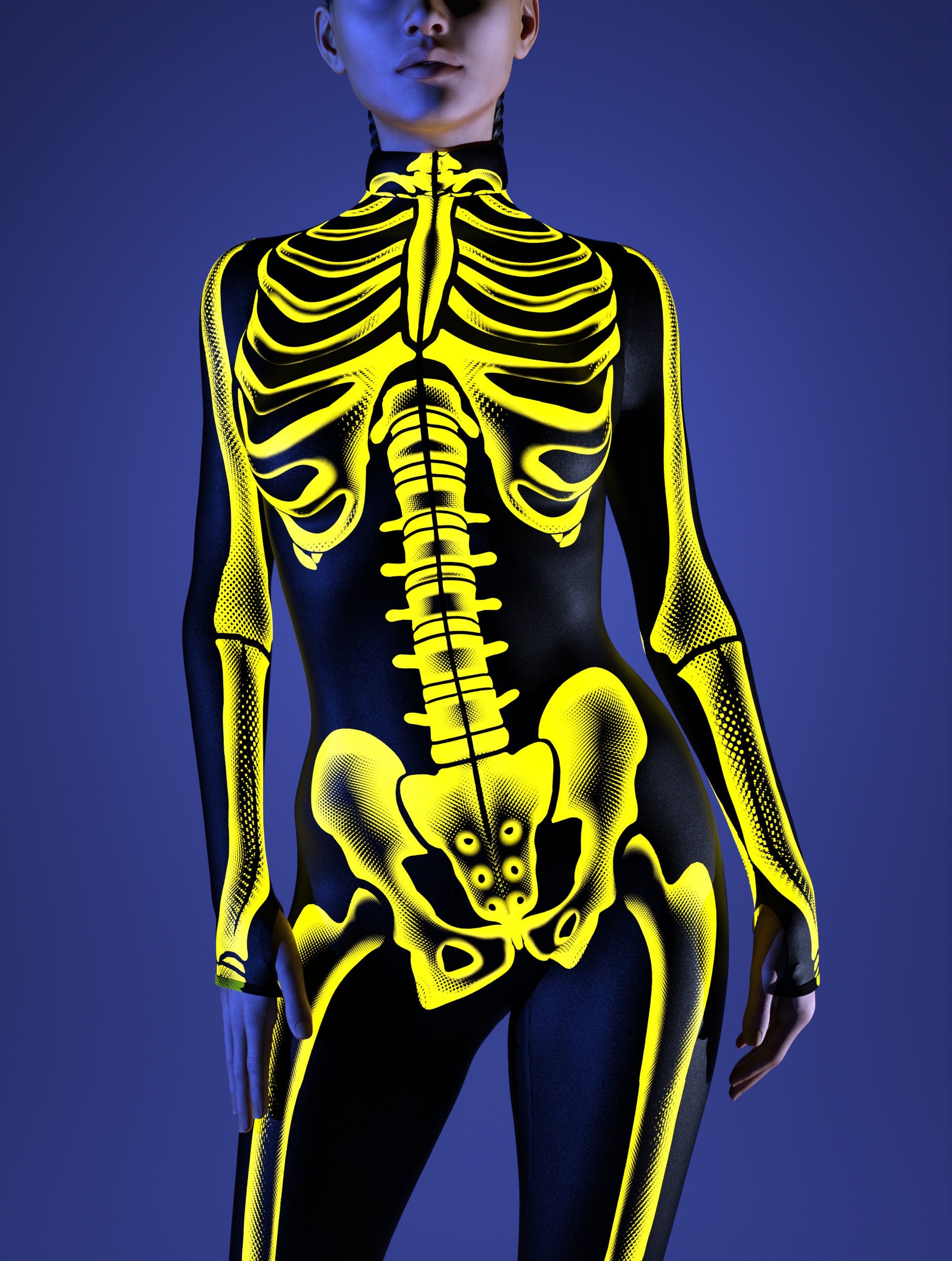 Halftone Skeleton Yellow Costume 1