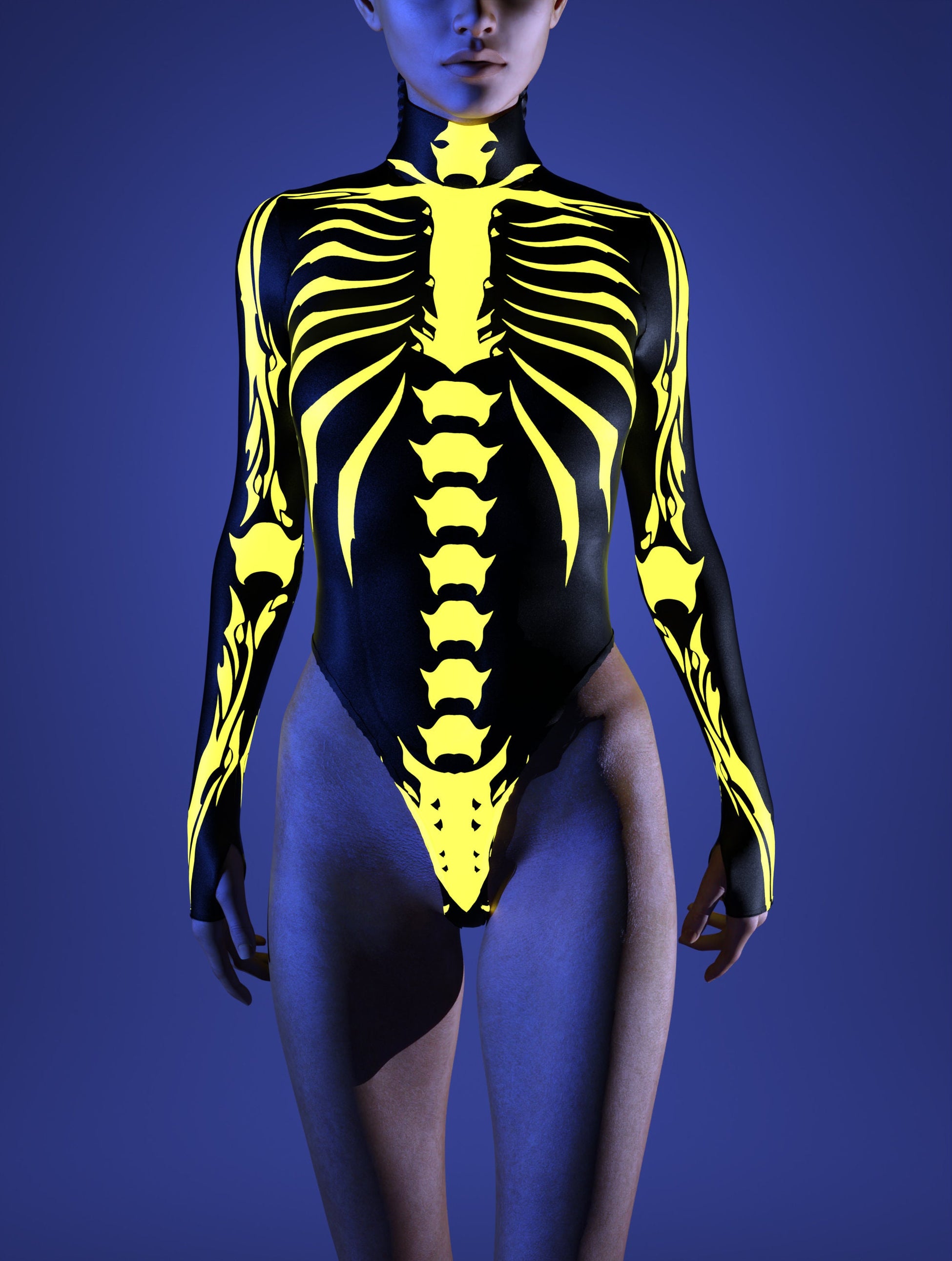 Ysax Skeleton Back Zip Leotard 2