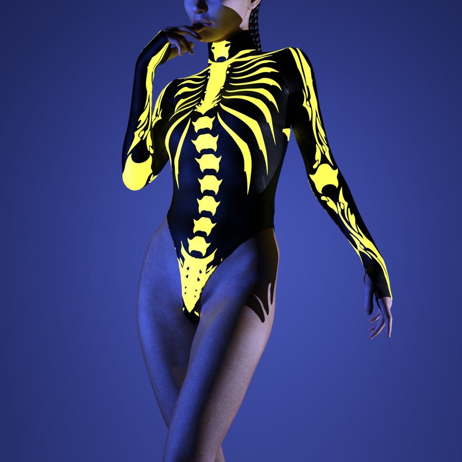 Ysax Skeleton Back Zip Leotard 1