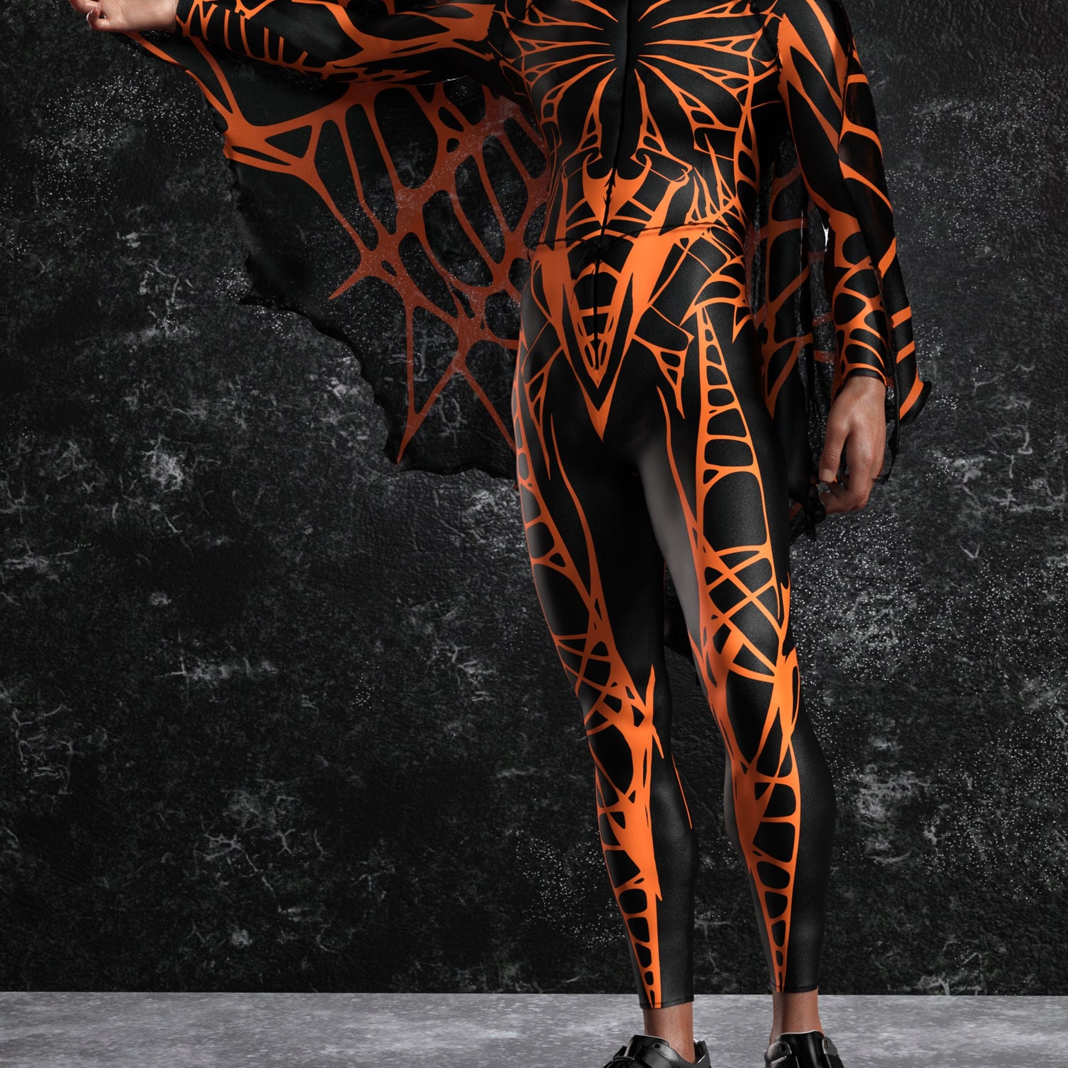 Arachna UV Orange Male Costume Black, Orange