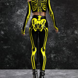 Halftone Skeleton Yellow Leggings
