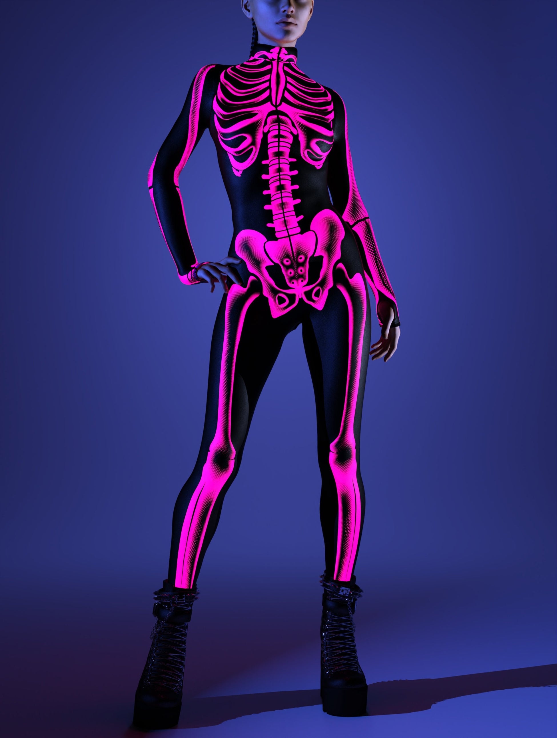 Halftone Skeleton Pink Costume 2