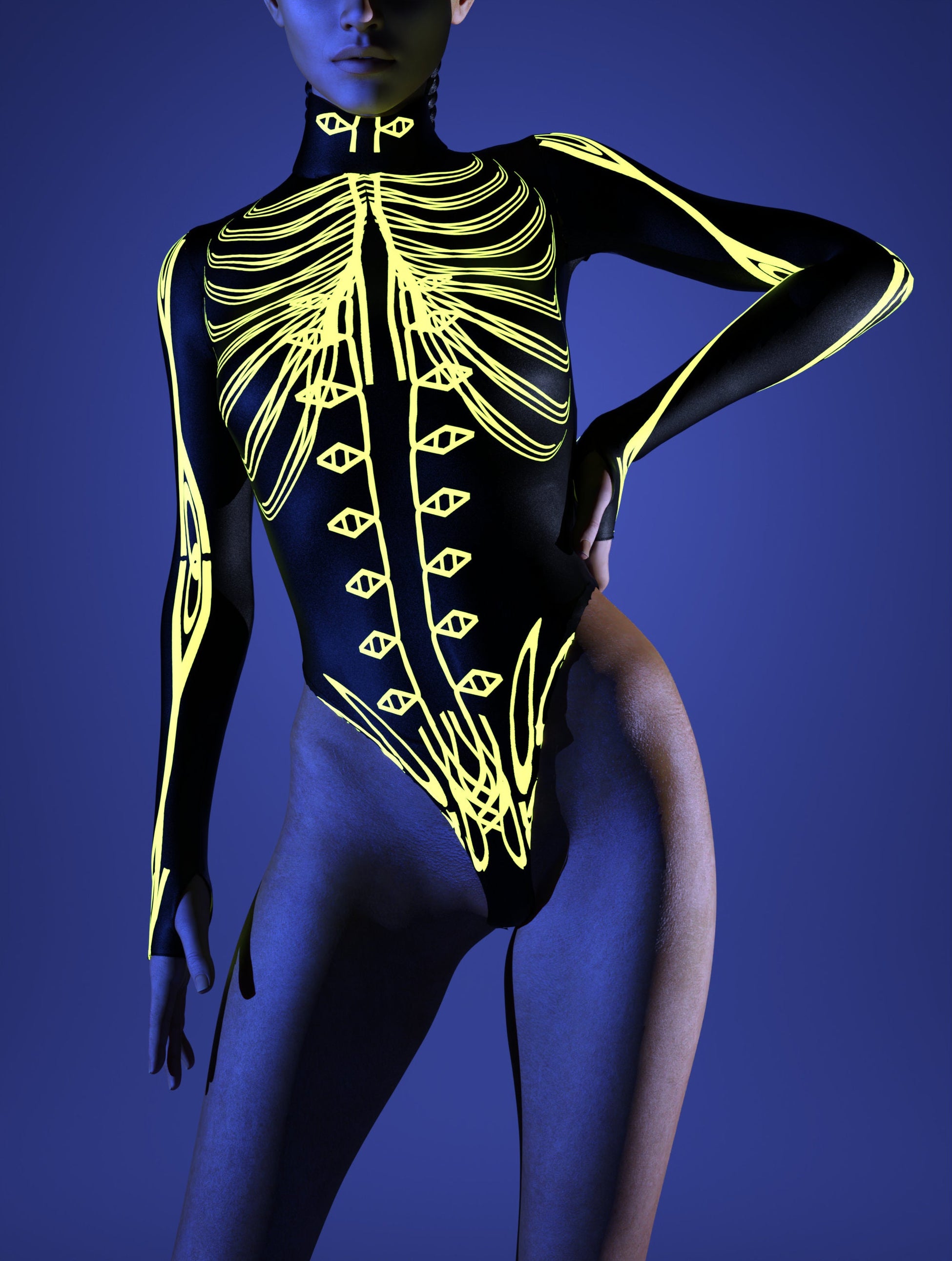 Corrupted Skeleton Back Zip Leotard 2