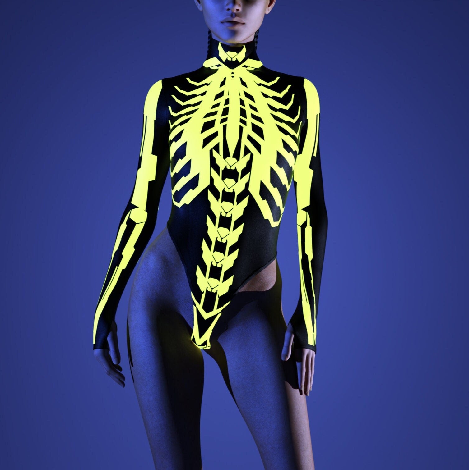 Fury Node Skeleton Back Zip Leotard 1