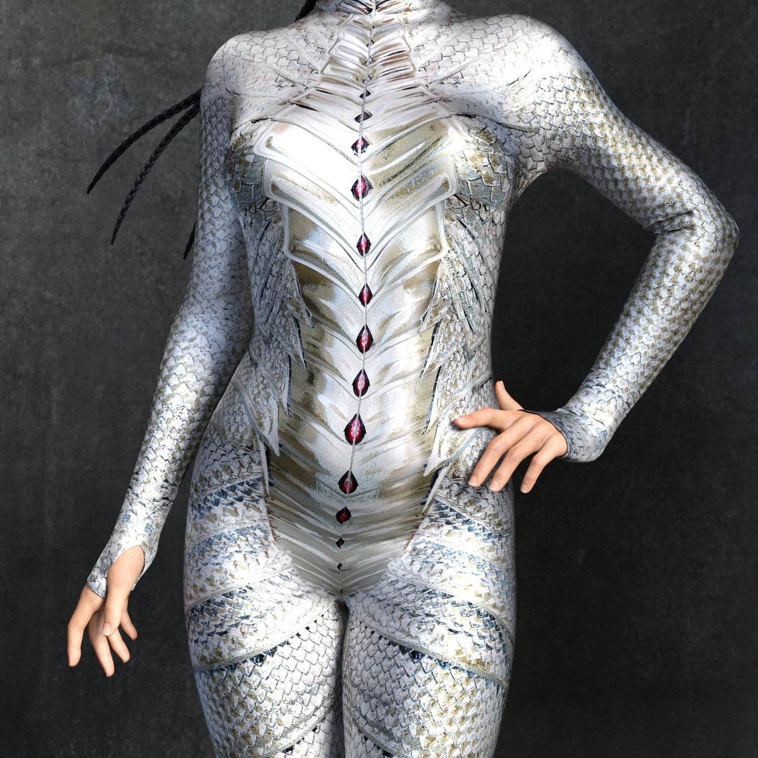 Women Dragon Empress Silver Costume