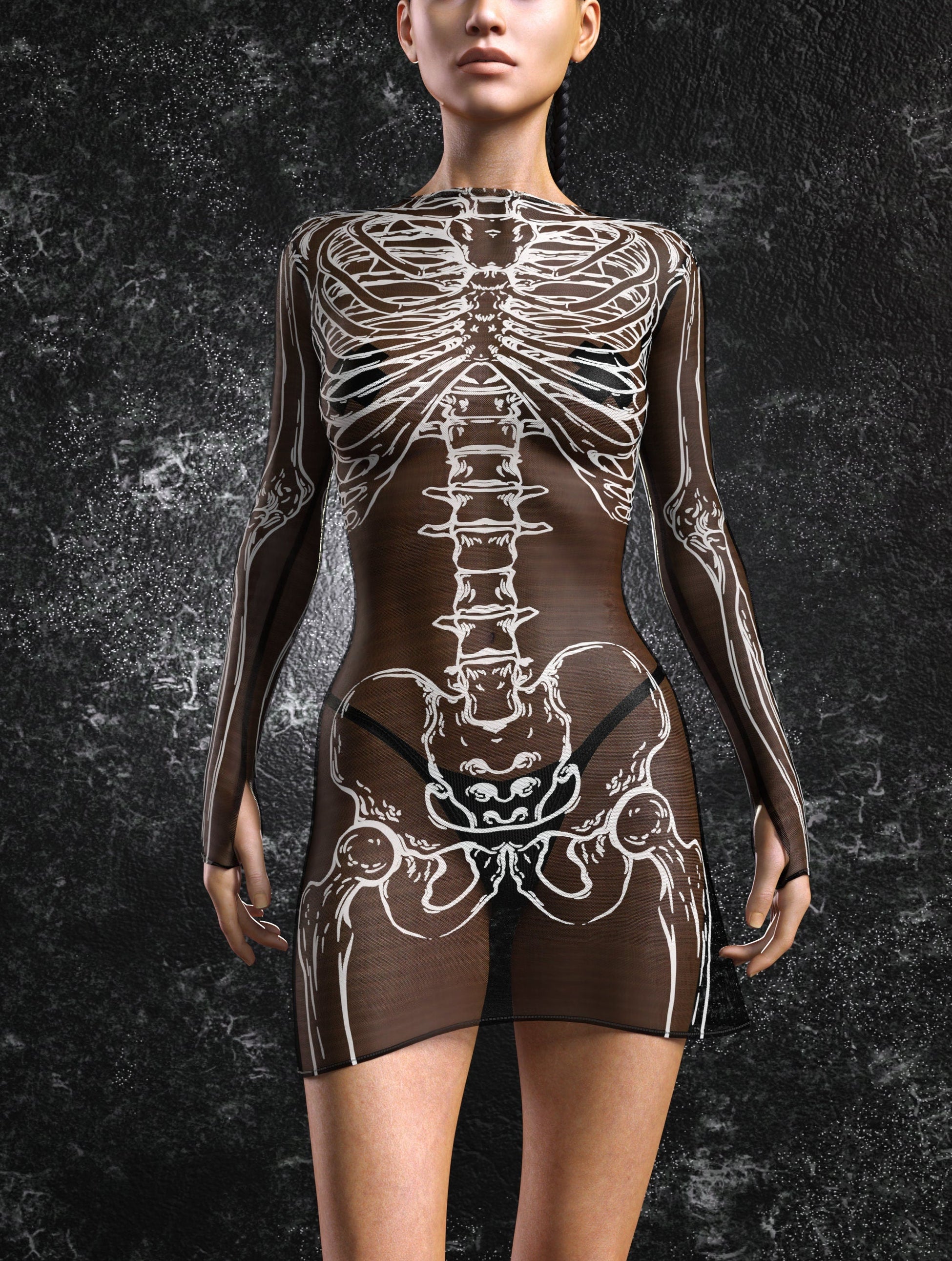 Inside Out Dark Mesh Short Dress 1