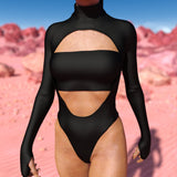 Just Black Open-Heart Leotard