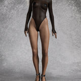 Just Black Mesh Back Zip Leotard