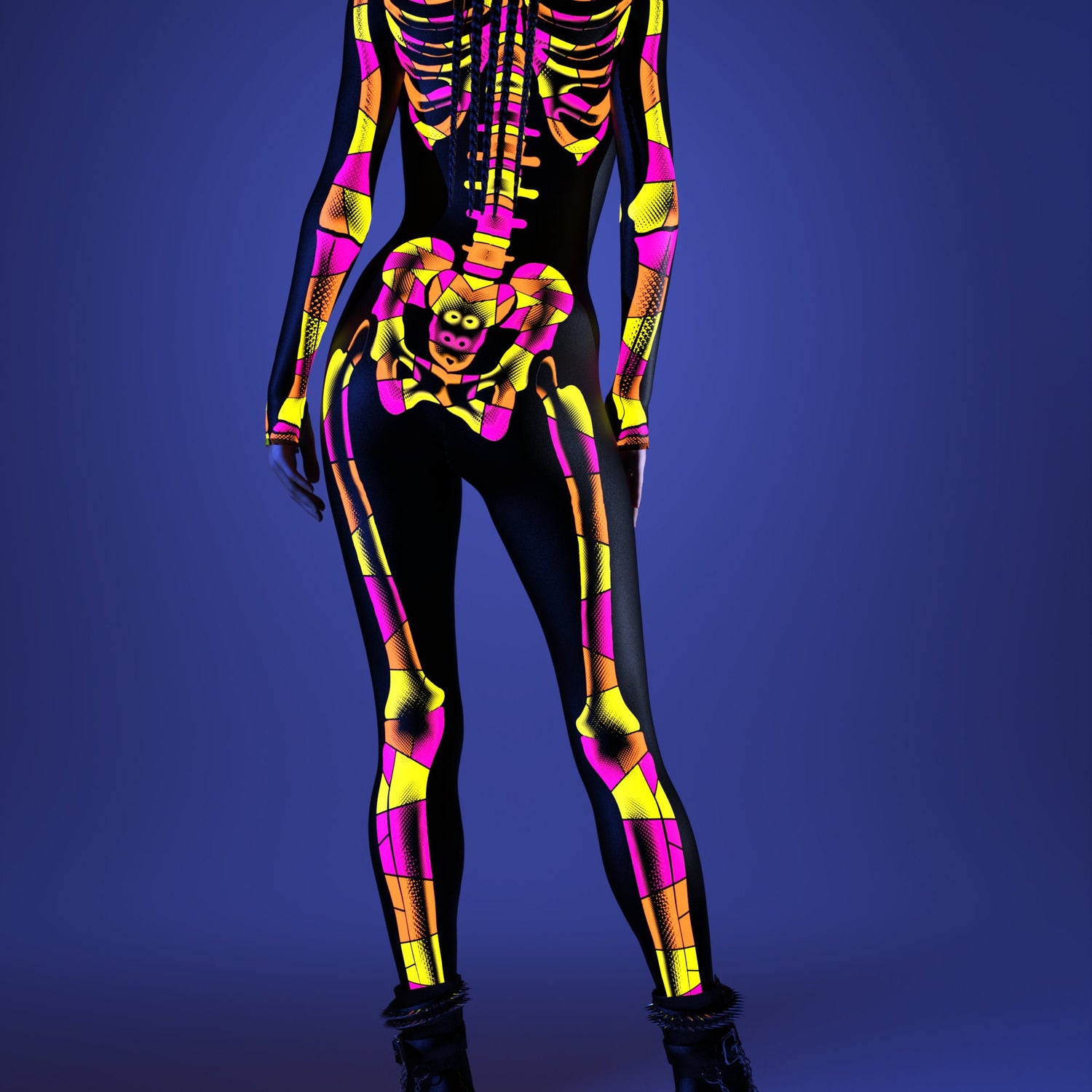 Women Halftone Colours Skeleton Costume