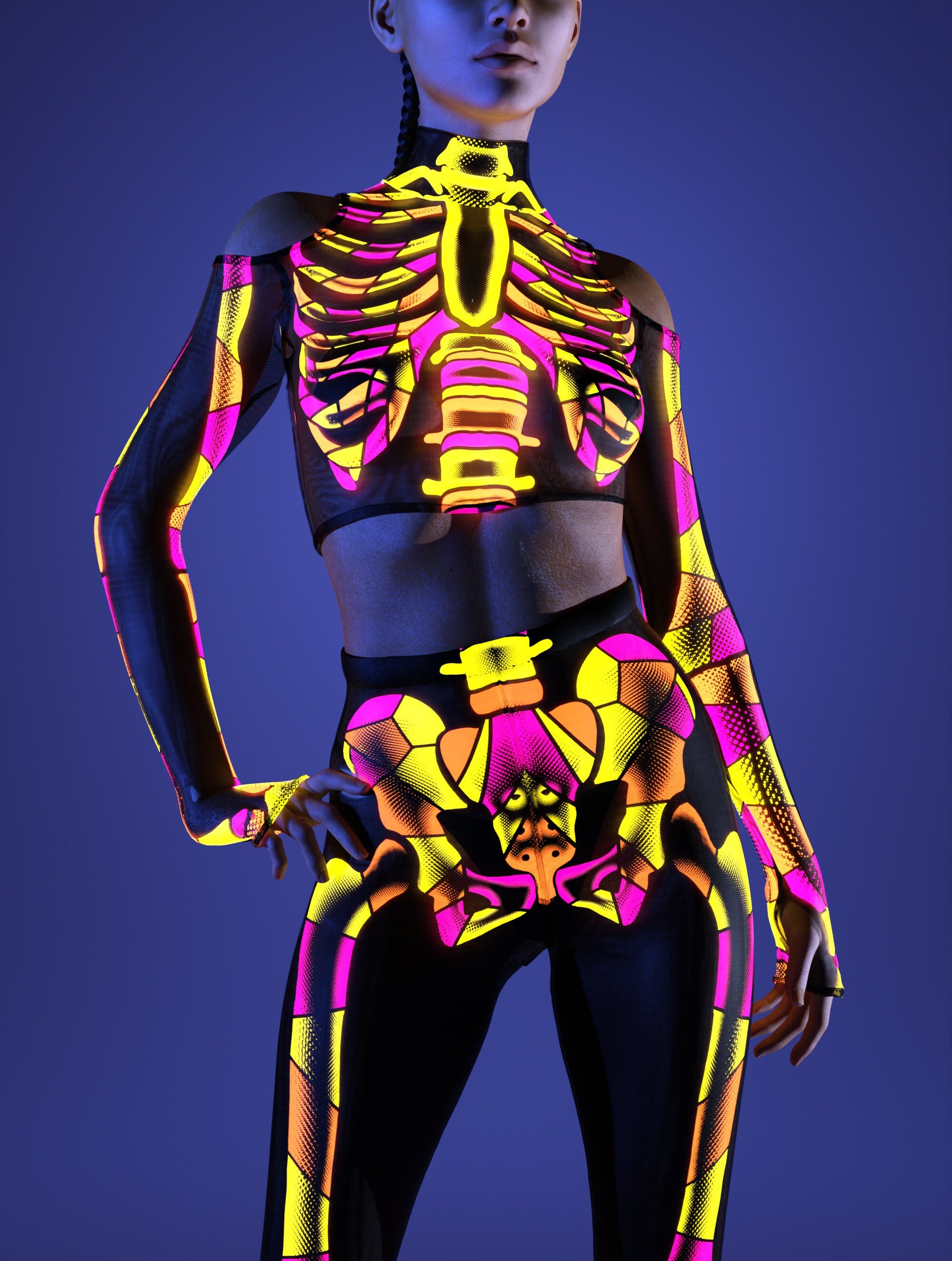 Halftone Colours Mesh Leggings Set 1