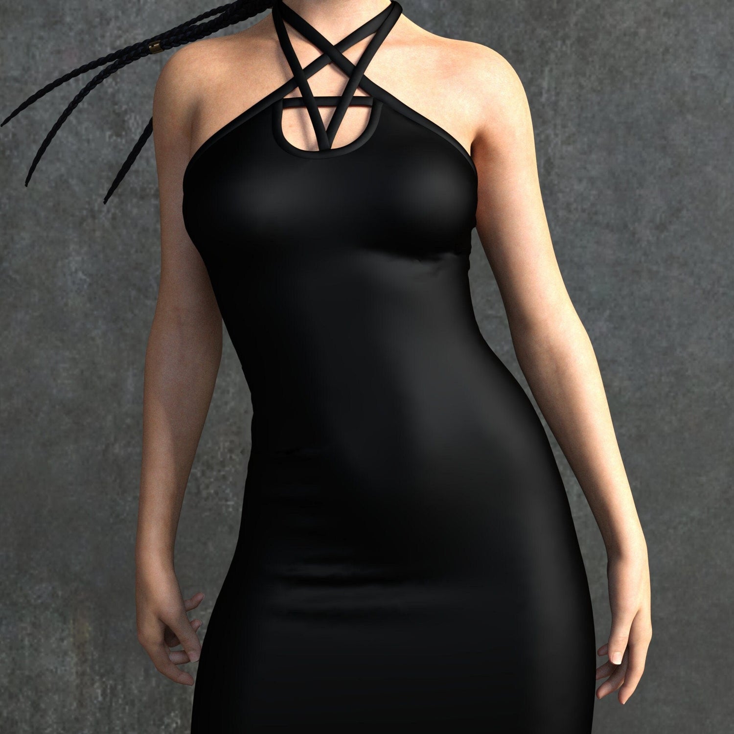 Women Just Black Pentagram Dress