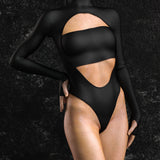 Just Black Open-Heart Leotard