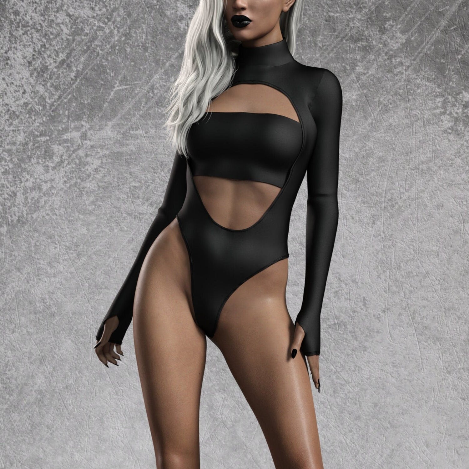 Just Black Open-Heart Leotard