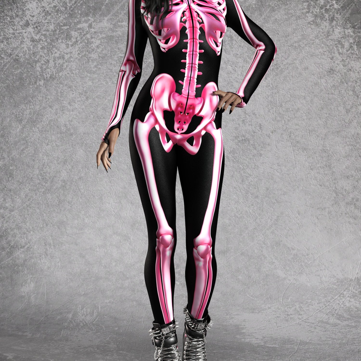 Cotton Candy Skeleton Bodysuit Pink
