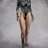 Dark Blossom Back Zip Leotard