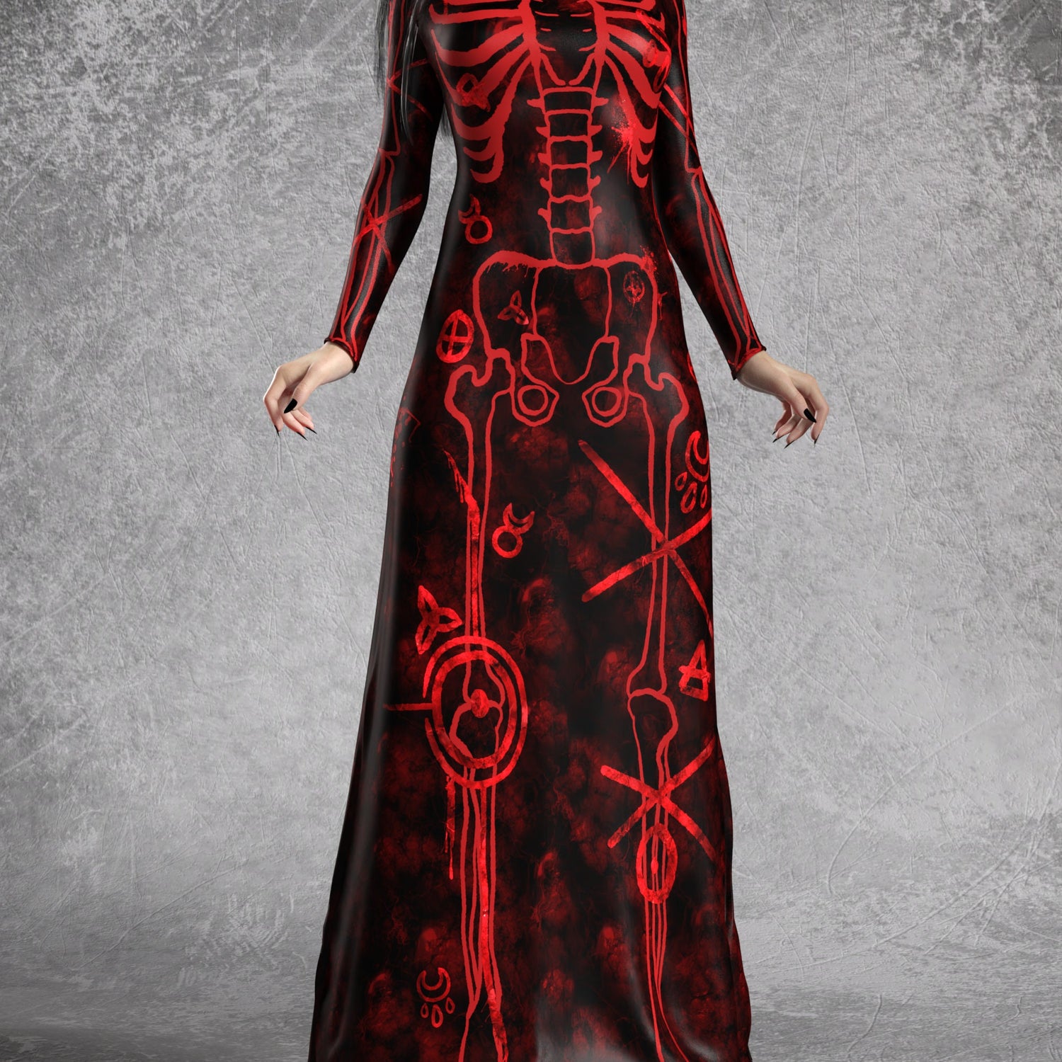 Drawn In Blood Classic Sleeved Dress Red