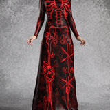 Drawn In Blood Classic Sleeved Dress