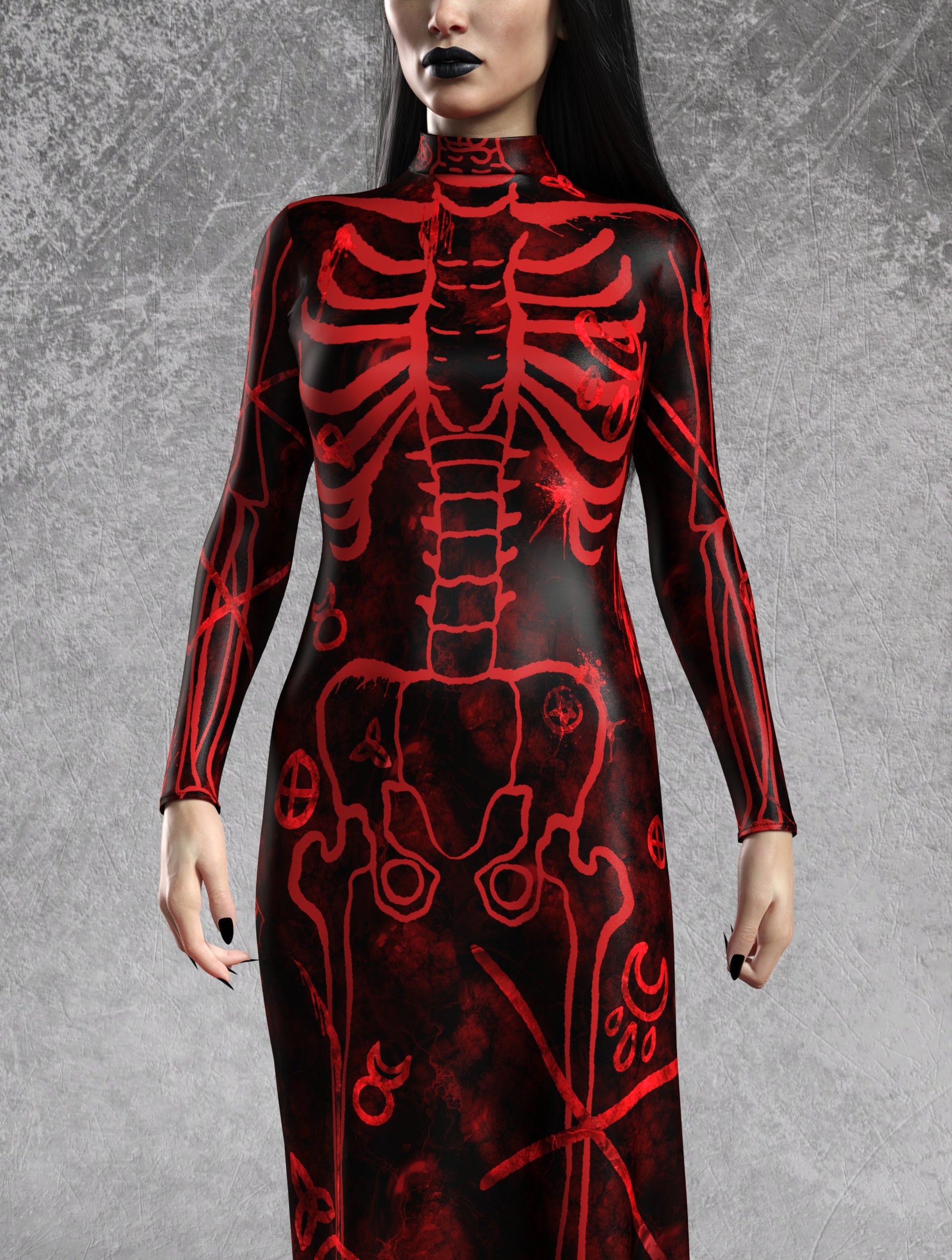 Drawn In Blood Classic Sleeved Dress 1