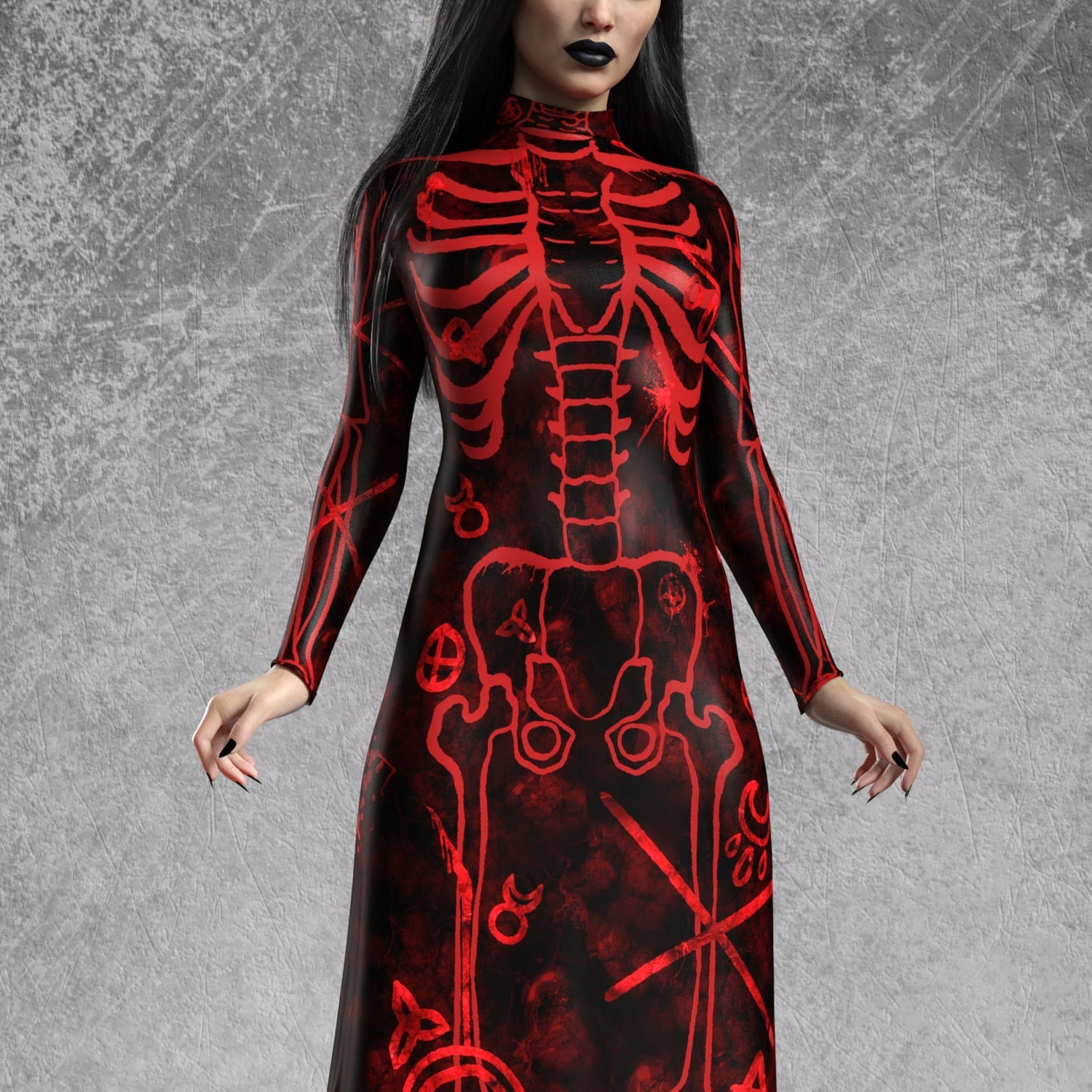 Drawn In Blood Classic Sleeved Dress