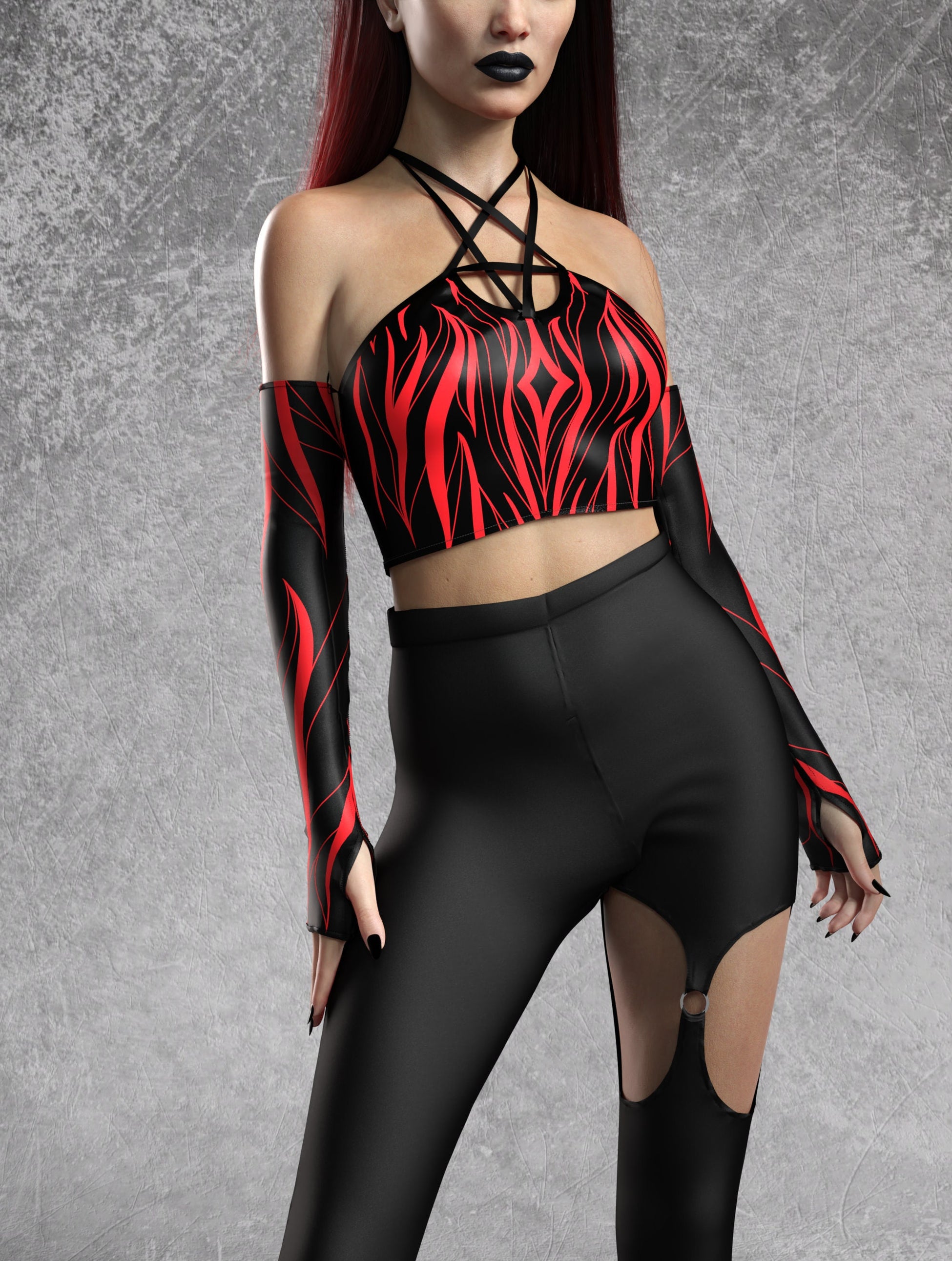 Heart Of Darkness Red Pentagram Leggings Set 1