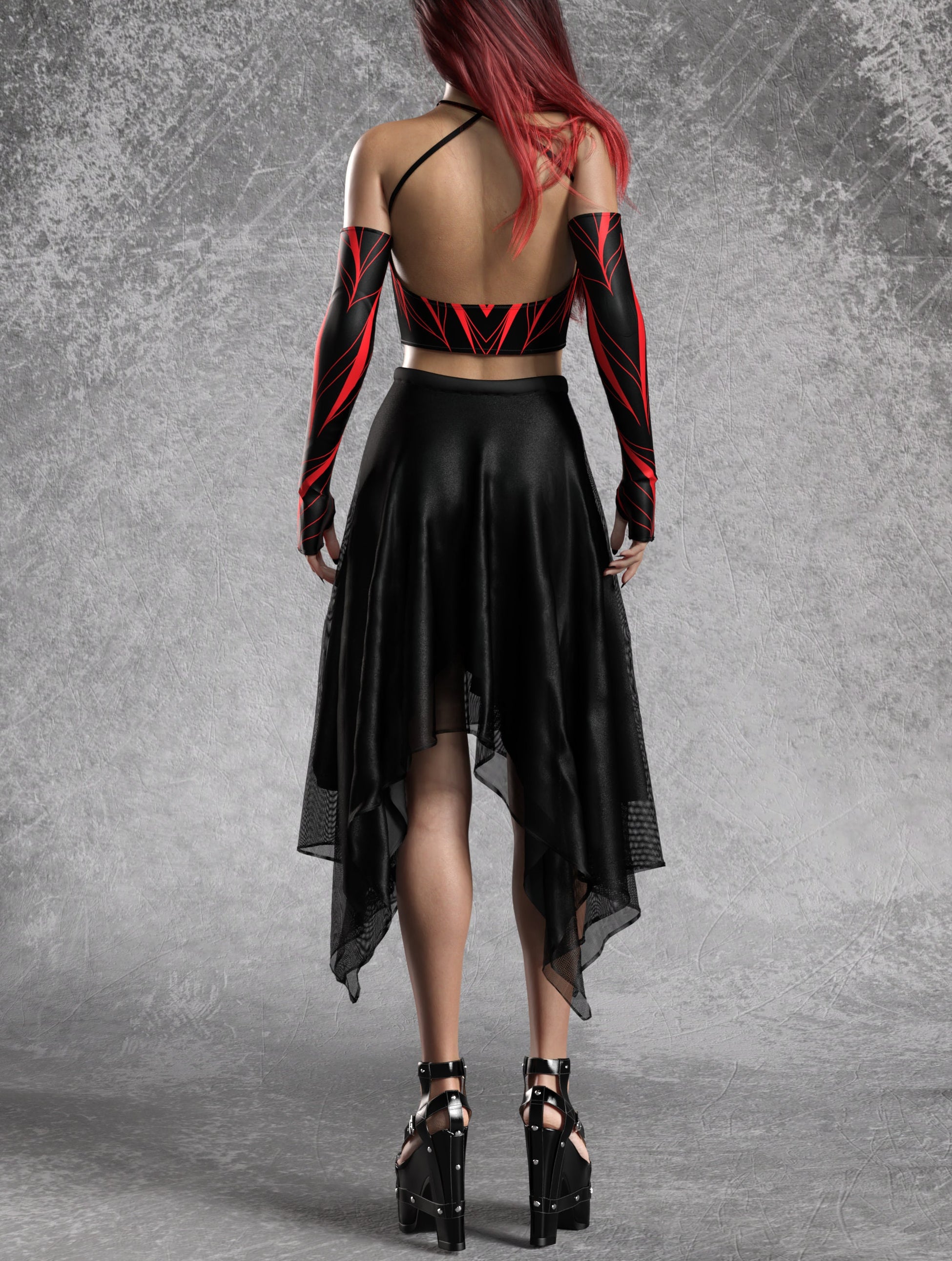 Heart Of Darkness Red Pentagram Skirt Set 2