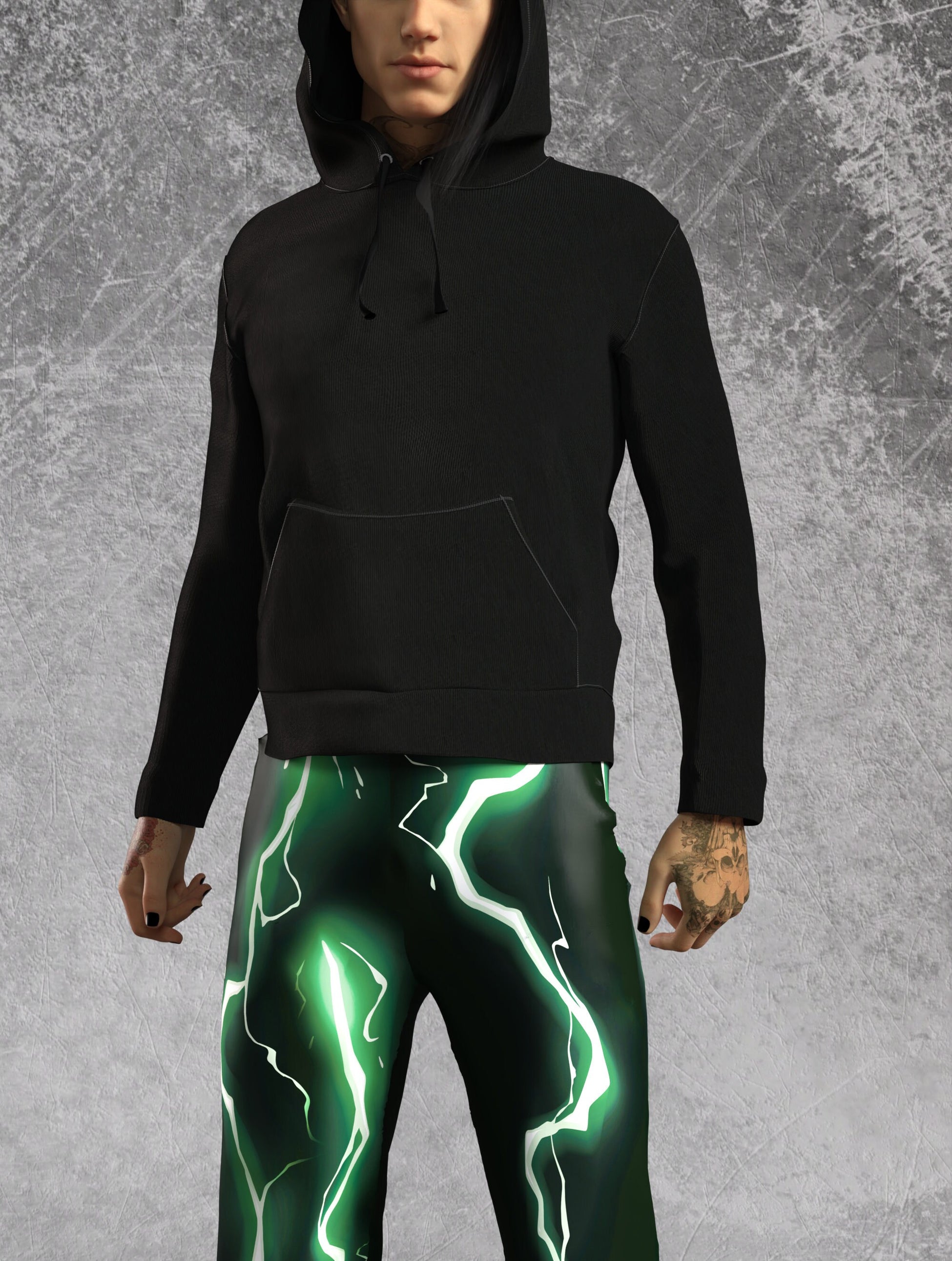 Just Black Male Short Hoodie 1