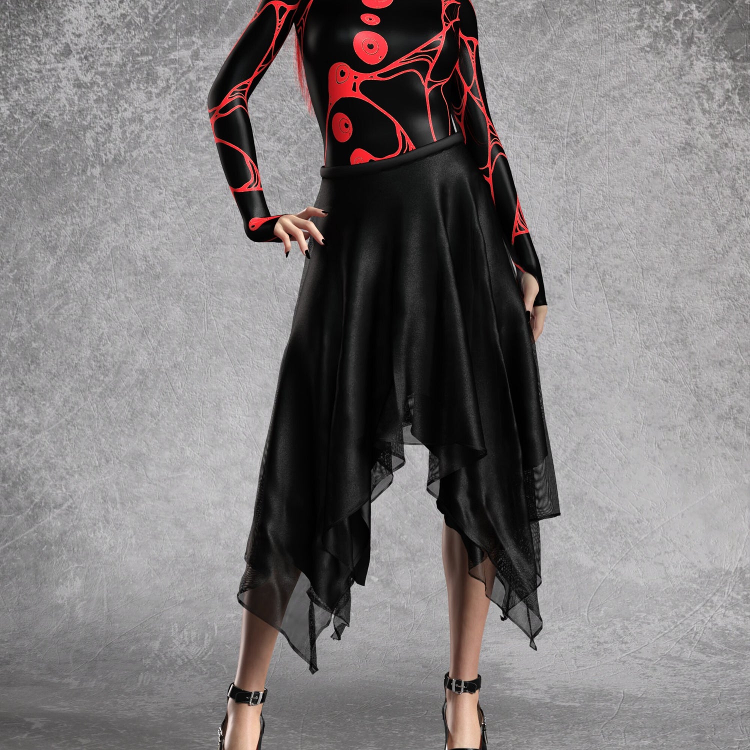 Omni Red Leotard Skirt Set Club