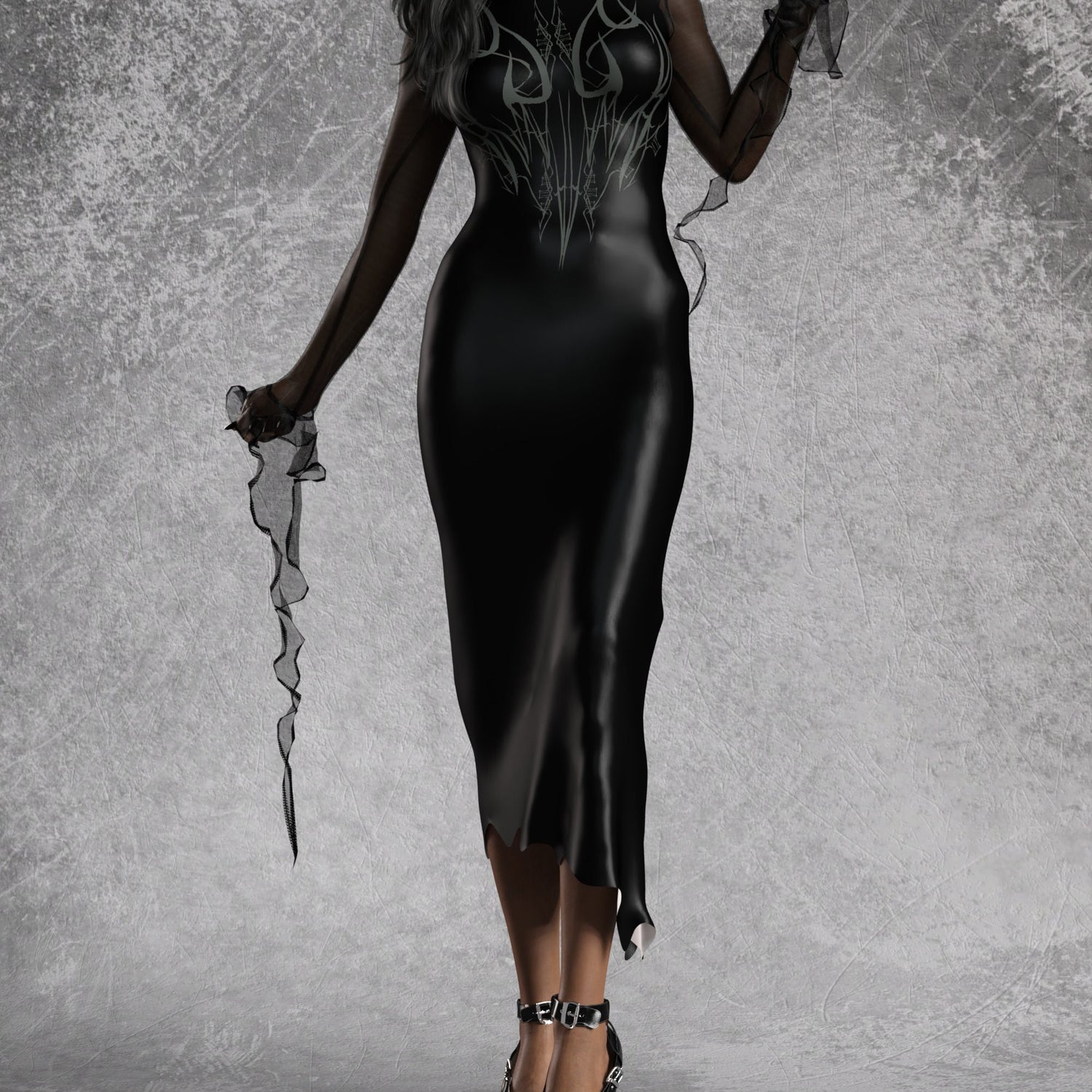 Plutonia Grey Pencil Dress Black