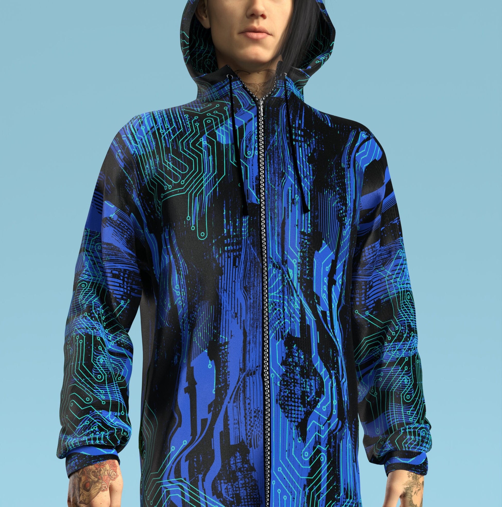 Frost Byte Blue Male Zippy Hoodie 1