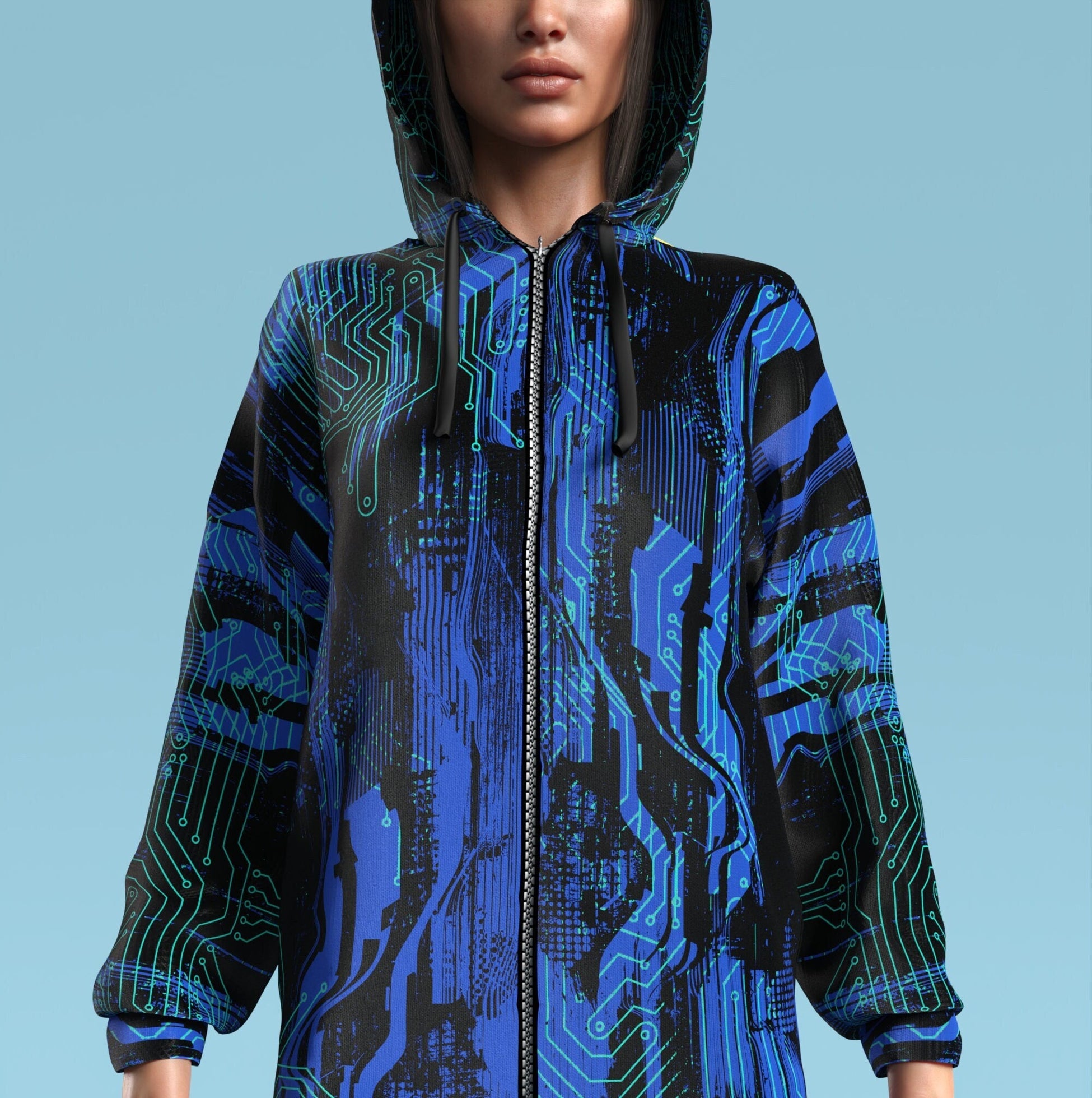 Frost Byte Blue Zippy Hoodie 1