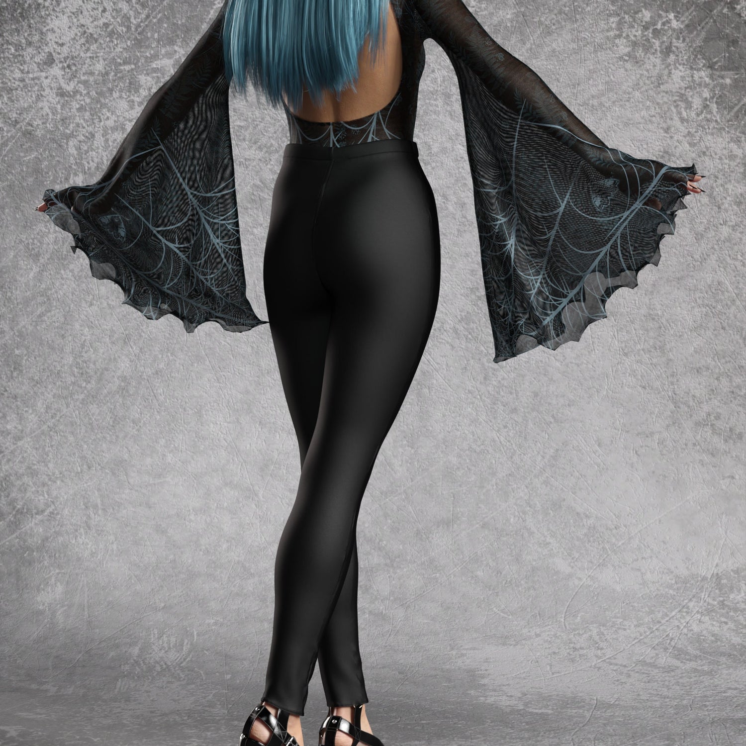 Haunted Forest Mesh Bare Back Leotard Club