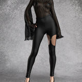 Heart Of Darkness Grey Mesh Bare Back Leotard