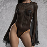 Heart Of Darkness Grey Mesh Bare Back Leotard