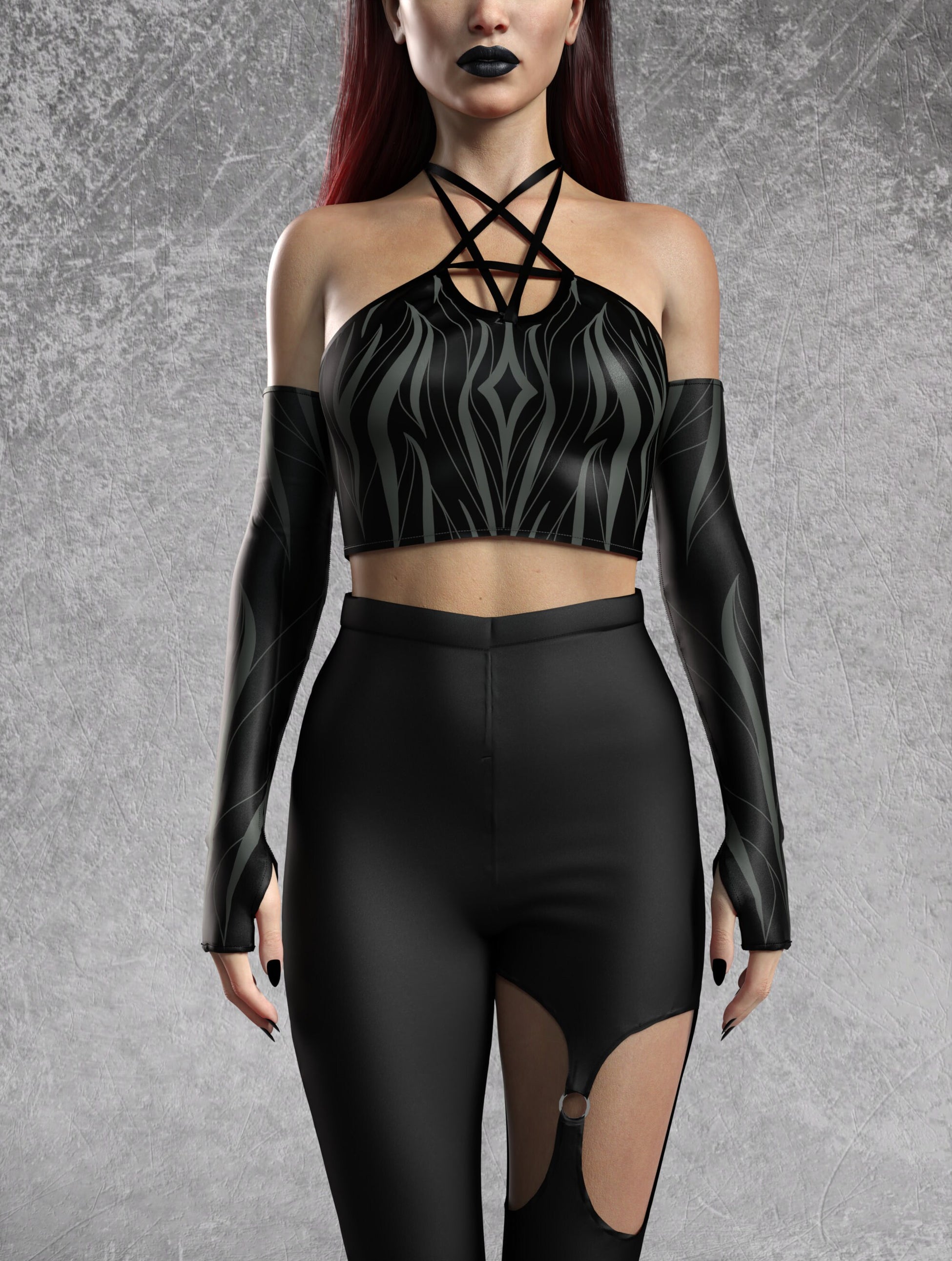 Heart Of Darkness Grey Pentagram Leggings Set 2