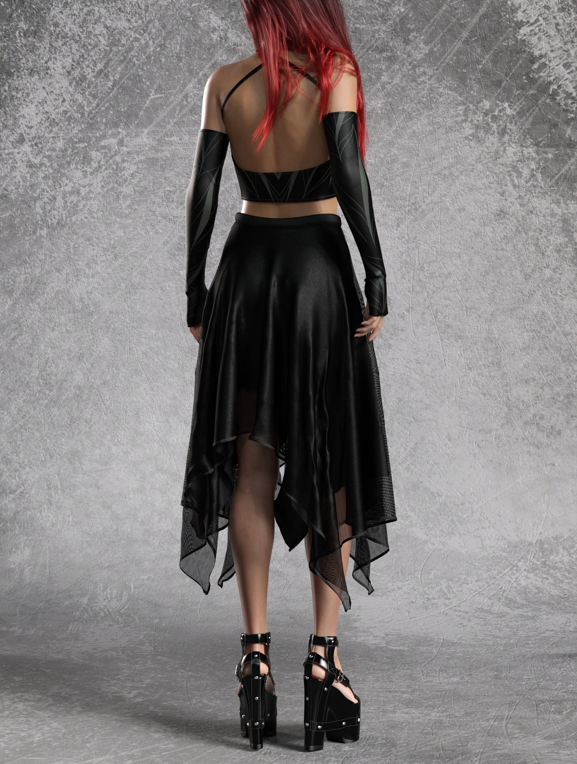 Heart Of Darkness Grey Pentagram Skirt Set 2