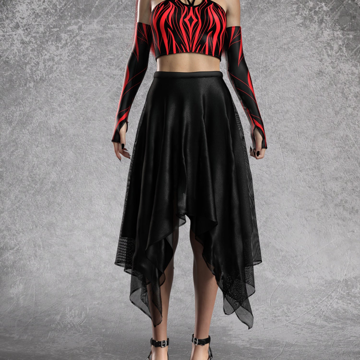 Heart Of Darkness Red Pentagram Leggings Set Black, Red