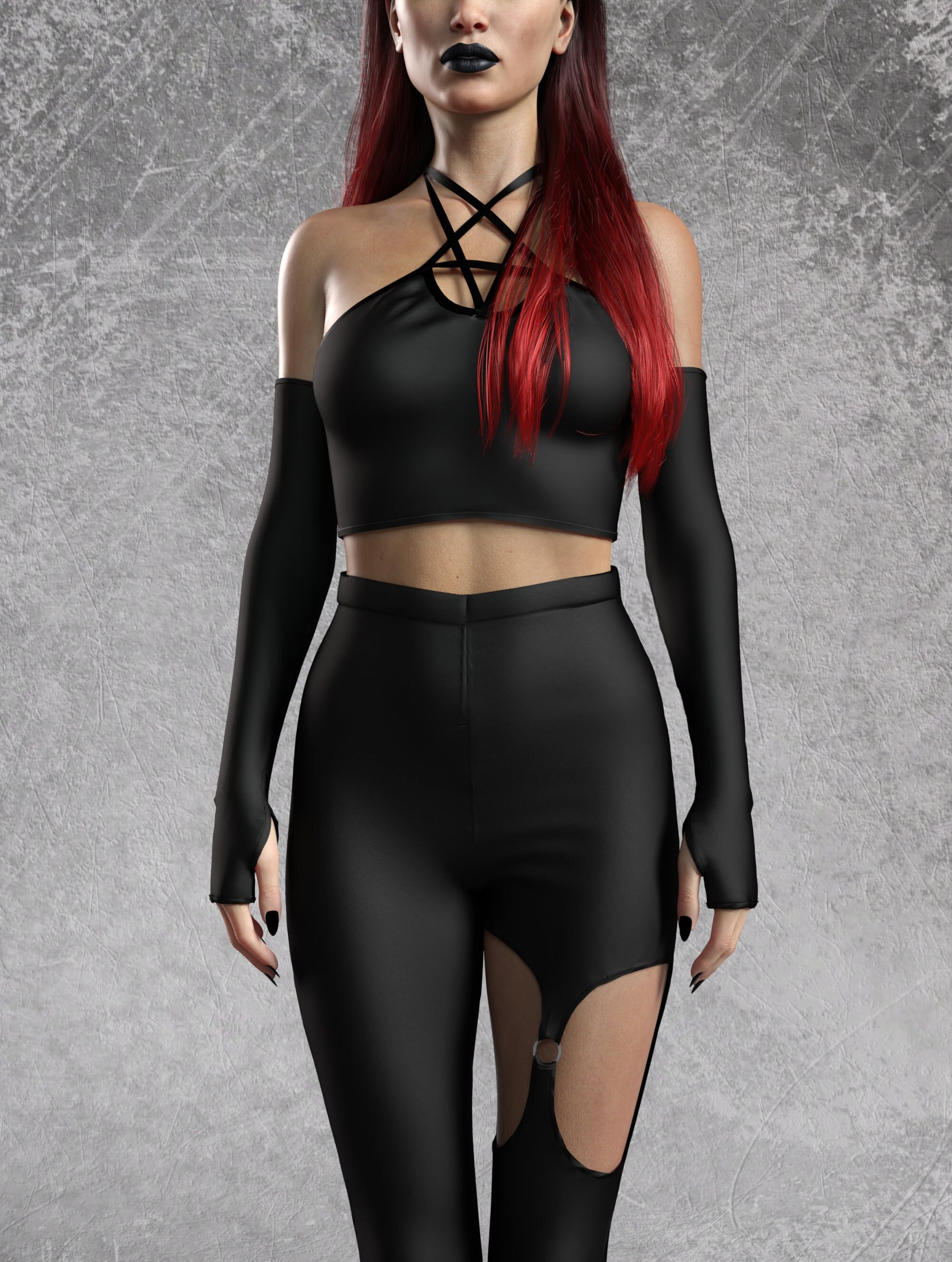 Just Black Pentagram Leggings Set 1