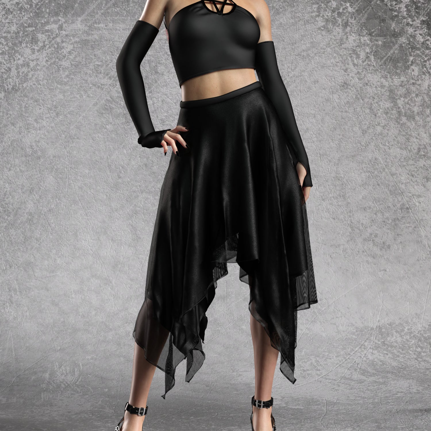 Just Black Pentagram Skirt Set Club