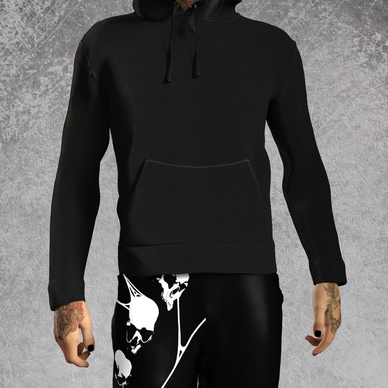 Amnesia Male Cotton Hoodie Set Black