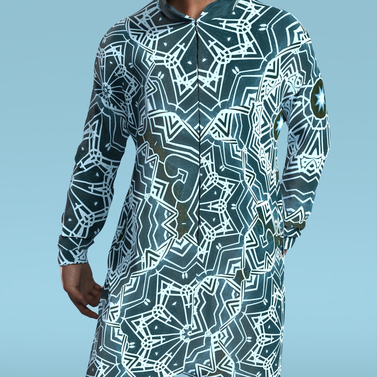 Crystalflake Blue Male Onesie Blue